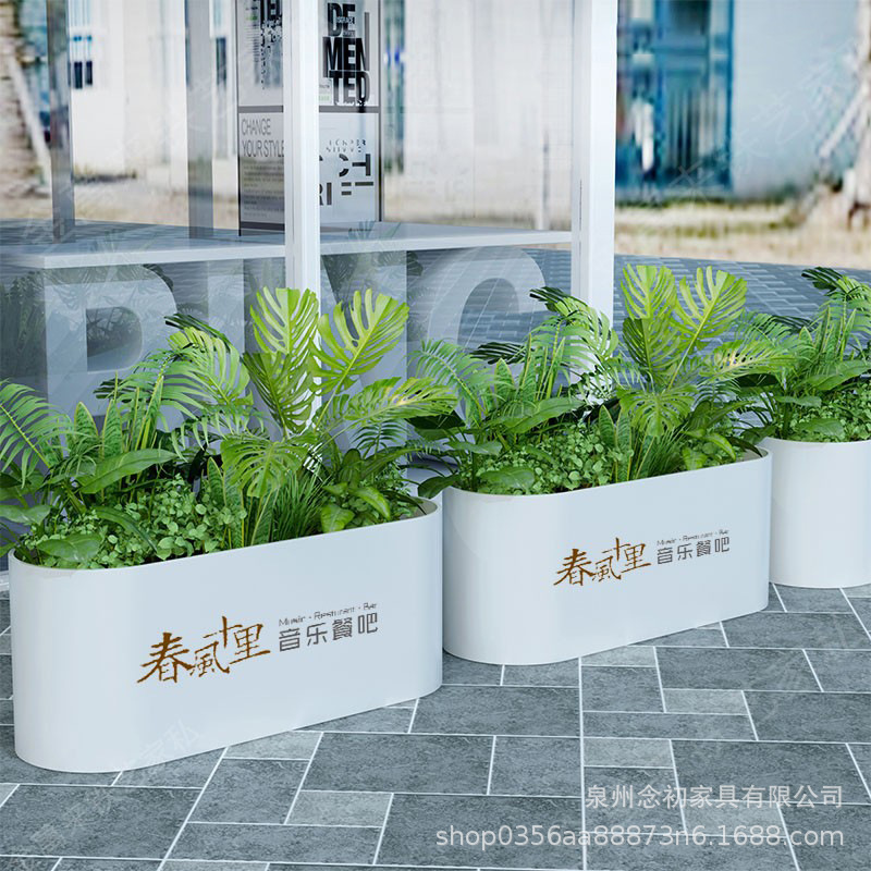 戸外鉄芸花箱組合せ販売部商店街は緑化花壇カフェ街のステンレス花溝を遮断している