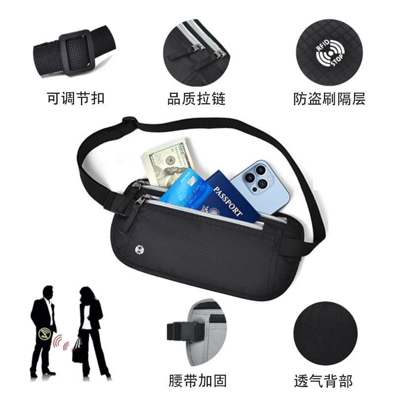 Сумка-пояс, водостойкая переносная multifunctional чехол для документов, organizer bag, противоугонная, без Amazon