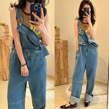 25秋冬 GB长绒棉霓虹刺绣结构剪裁可调节宽松廓形牛仔背带裤