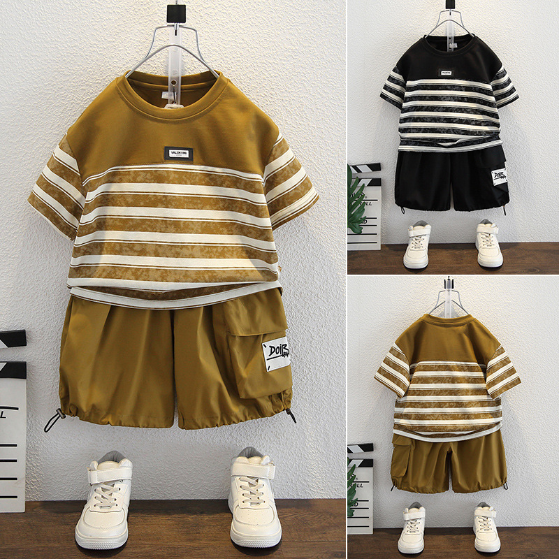 7979 ropa de verano para niños 2024 nuevo traje delgado de manga corta ropa para niños de moda de verano ropa para niños de media manga para niños