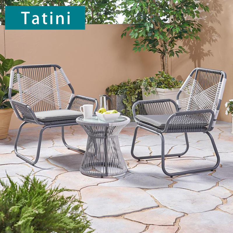 Simple ocio al aire libre Silla de ratán mesa de té de tres piezas al aire libre patio mesa y silla combinación balcón solo muebles de ratán image 1
