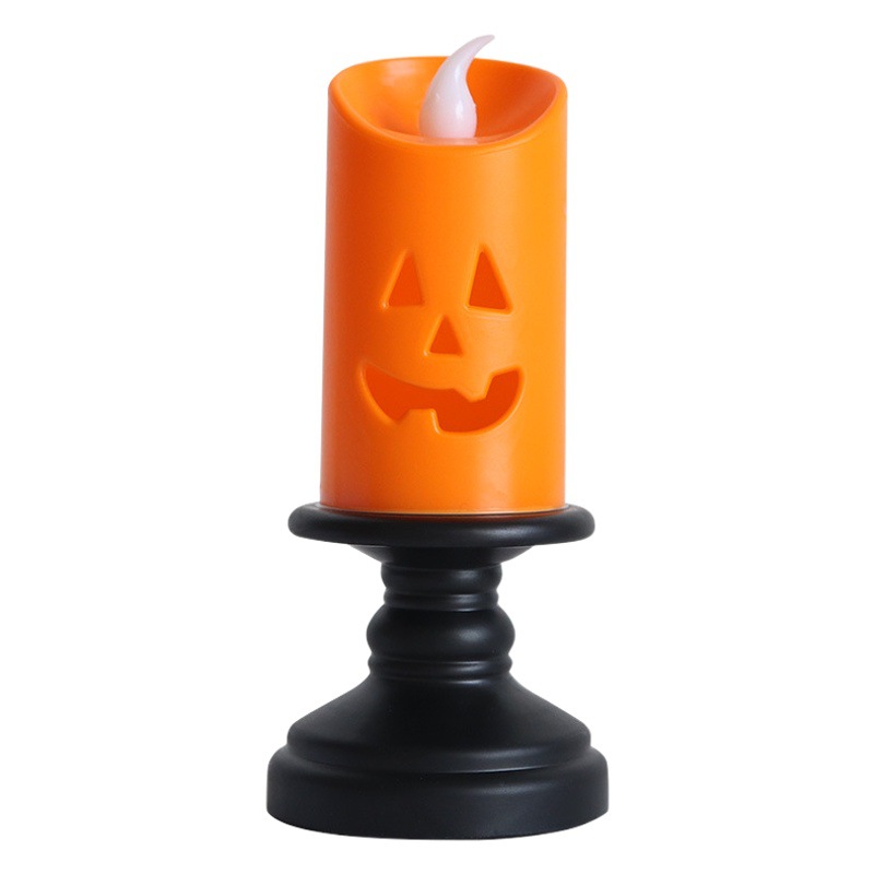 Lámpara de calabaza de Halloween nuevo candelabro decorativo lámpara de viento LED lámpara de vela electrónica creativa lámpara de aceite decoración luz de la noche