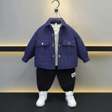 男童夹棉外套2025新款帅气时髦男孩二棉衬衫儿童秋冬韩版薄棉衣潮