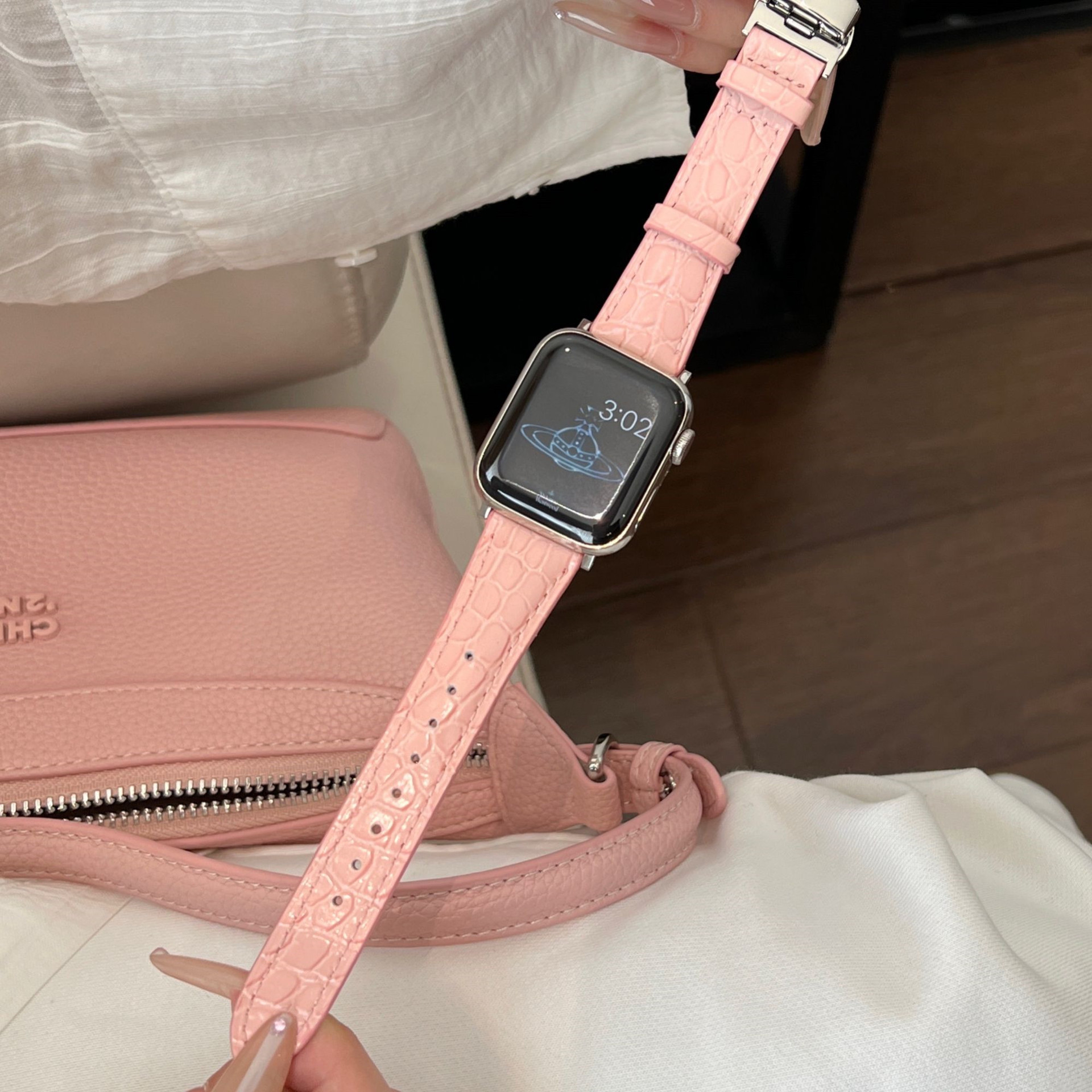 Crocodile Leather Butterfly Buckle for applewatchS10 Strap iwatch9876543 Apple Watch SE Generation
