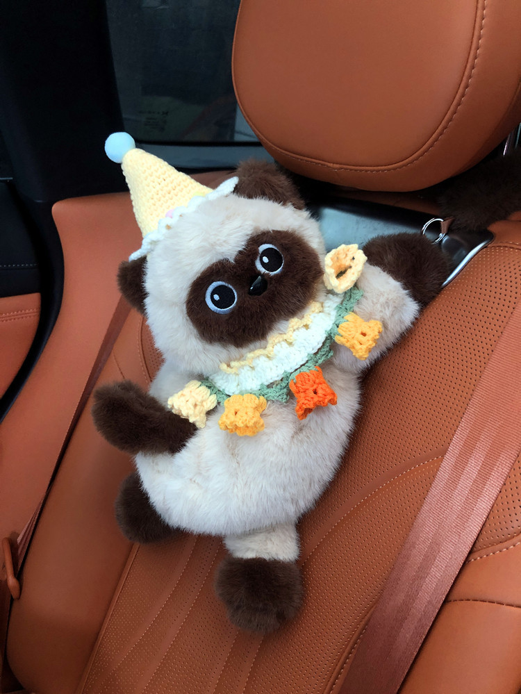 Car Tissue Box Creative Cute Plush Toy Car Interior Decoration Tissue Box Car Siamese Cat Car Tissue Box