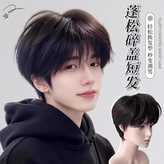 程铭假发少年感全头套韩系微分碎盖短发自然蓬松男生日常仿真发套