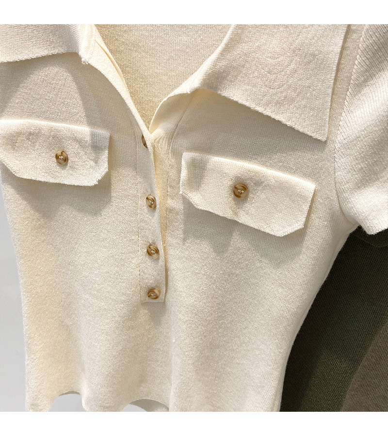 Women's Slim Fit Collared Knit Sweater Short Top Petite Fashionable Summer 2026 New Style Knitted Sweaters_ecoleips.com