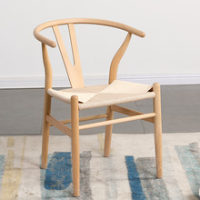 廠家批發北歐實木y椅實木餐椅家用靠背扶手椅子叉骨椅白胚餐椅y椅