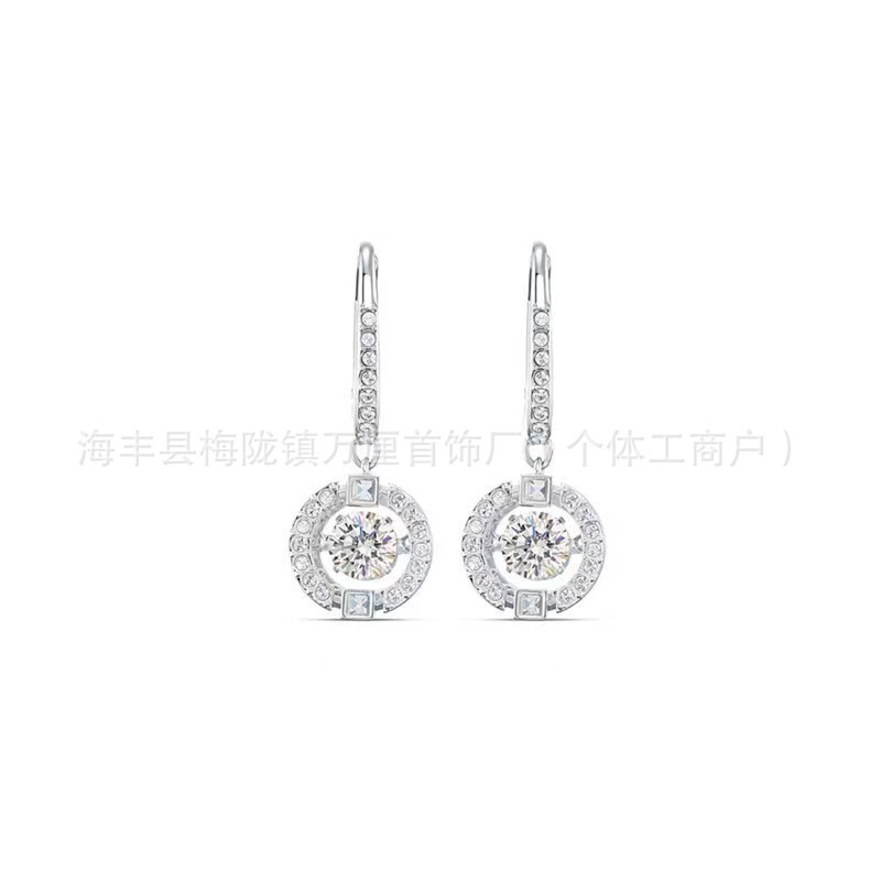 施华洛水晶世奇灵动天鹅跳动的心耳环施家高版本恶魔之眼耳钉女|undefined