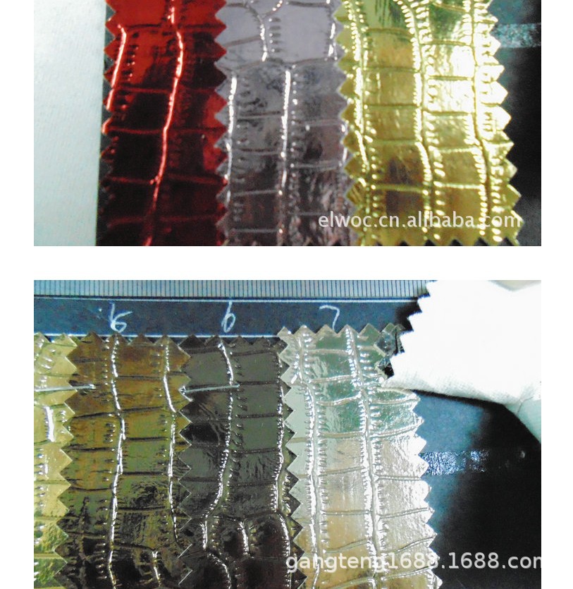 压花纹pu 金属色鳄鱼纹皮革 亮面竹节纹 箱包皮具制品 小鳄鱼5090