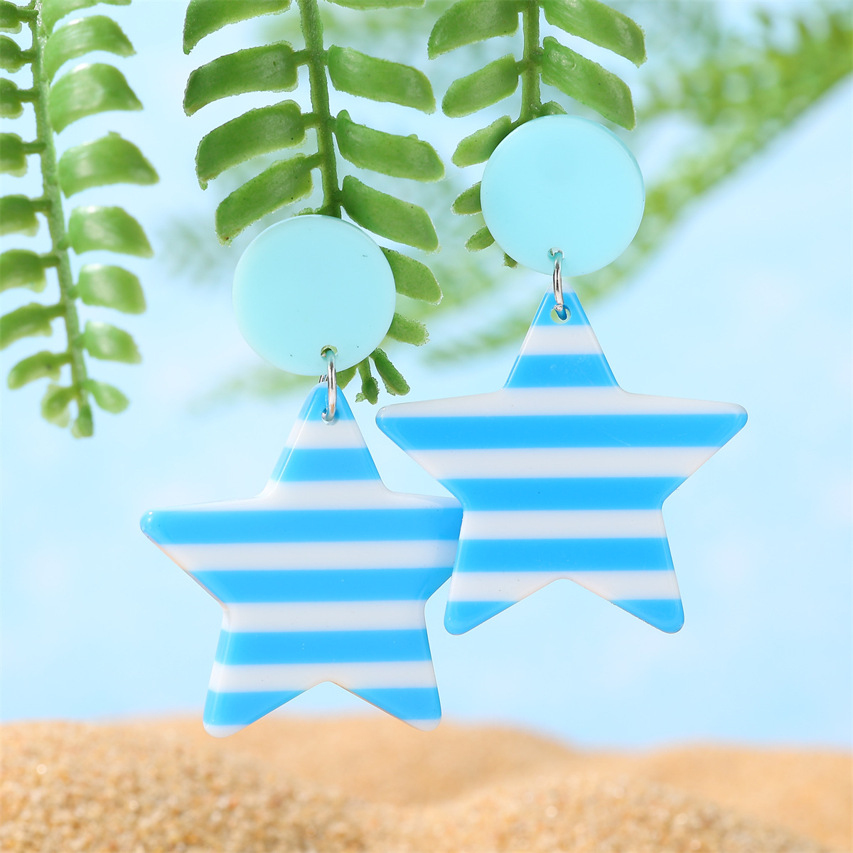 9g Weight Alloy Ear Needle Material Drop Earrings Classification 1 Pair Quantity Holiday, Beach Occasion Acrylic Material Pentagram Pattern All Seasons Season Women's Gender Casual, Vacation Style 1 Pair Casual Vacation Pentagram Arylic Drop Earrings 8