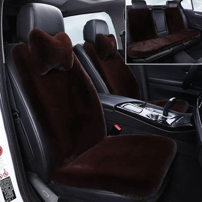 Seat Cushion Winter Imitation Rabbit Fur | Wool pad - coffee-full-car-set-nine-piece-set