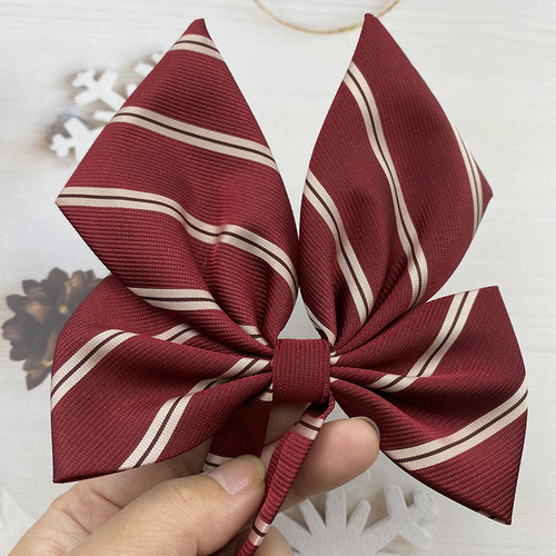 Coffee stripe badge bow tie JK/DK school student uniform college style Korean style plaid bow tie flower h brand