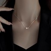 Small necklace stainless steel from pearl, design chain for key bag , does not fade, simple and elegant design, french style, light luxury style, trend of season