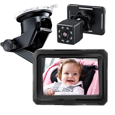 New 4.3-inch car baby monitor HD1080P full color light infrared car baby monitor (Car display) - 43-private-model-big-suction-cup-small-8-lights