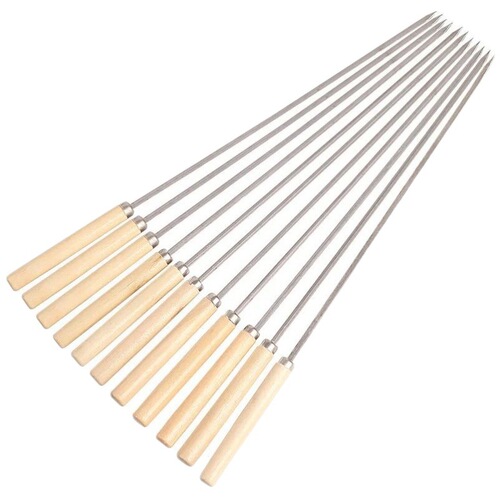 Stainless steel flat skewers thickened outdoor barbecue needle mutton skewers steel skewers iron skewers accessories tools household