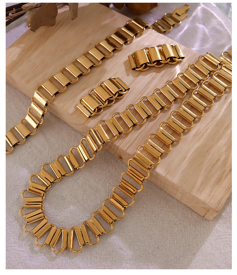 Necklace Bracelet Ring Hollow Splicing Titanium Steel Wholesale