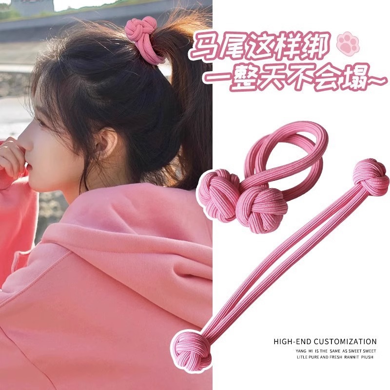 Nudo chino cuerda de pelo de alta Cola de Caballo cuerda femenina de dopamina corbata de pelo banda de goma de alta elástico botón anillo de pelo tocado