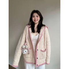 法式小香风海军领温柔风针织开衫毛衣外套女秋冬长袖上衣
