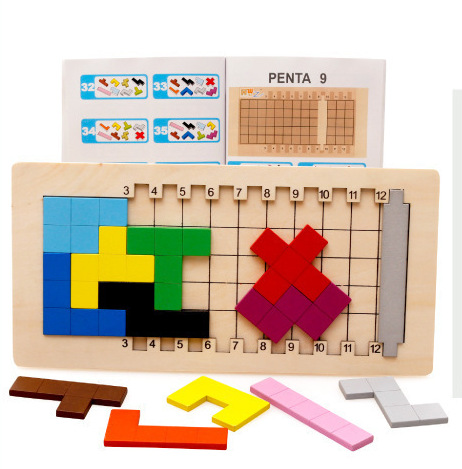 Block Puzzle Puzzle Board Cleverly Transforms into Tetris for Children and Babies Educational Early Education Building Block Toys