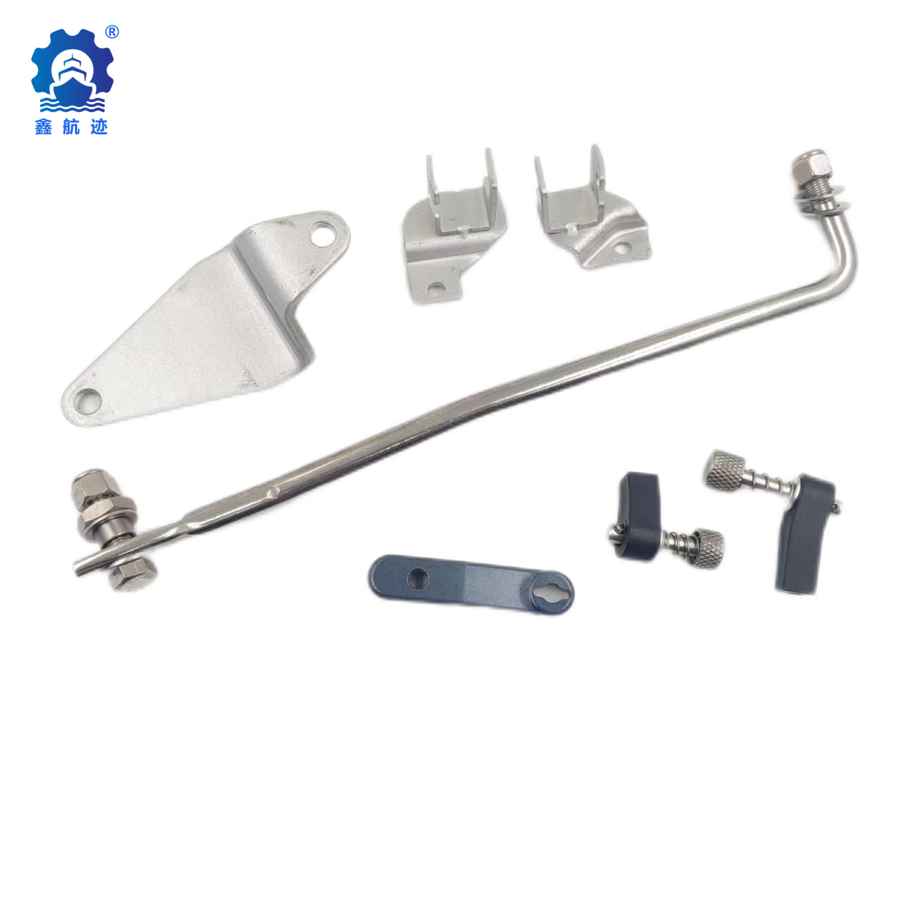 船外机改前操机不锈钢转向杆换挡杆配件6件套适用雅马哈20/30马力