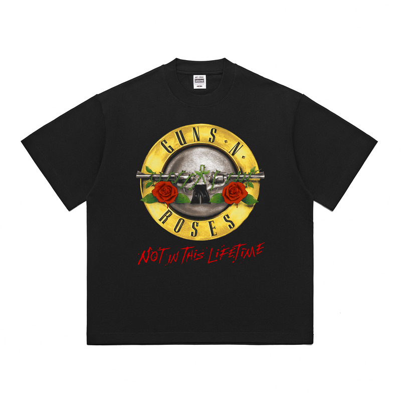 Fixed Frame | Graphic Print Creative Rock DIY Short Sleeve T-Shirt Loose Half Sleeve Cultural Shirt Heavyweight Pure Cotton Loose Fit.