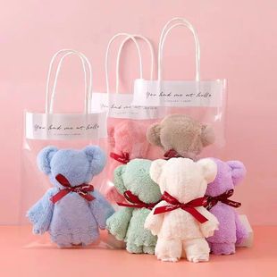 Bear towel hand gift gift box wedding festival shop push activities opening gift towel printing coral fleece wholesale