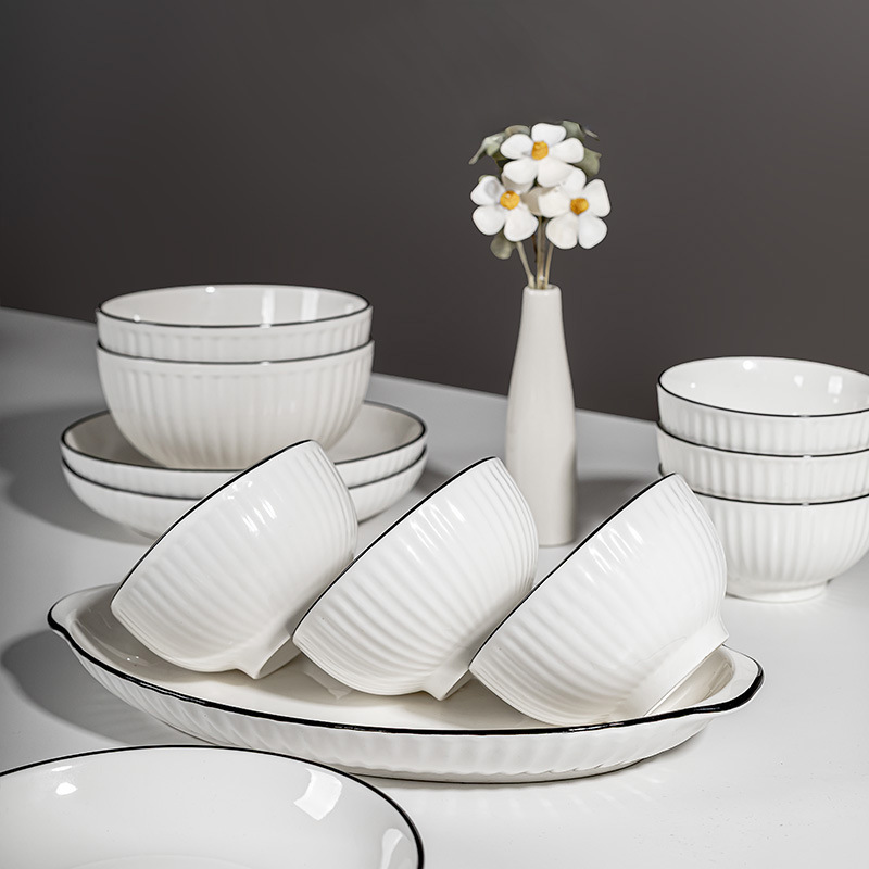 Dishes and Bowls Set for Home Use, Tableware, Bowls and Chopsticks Set, Household 2026 New Model Ceramic Bowls, High Temperature Resistant