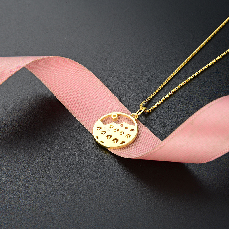 Joyería de moda de las mujeres Cadena de clavícula Corea del Sur s925 plata circón colgante elegante redondo completo diamante accesorios colgante