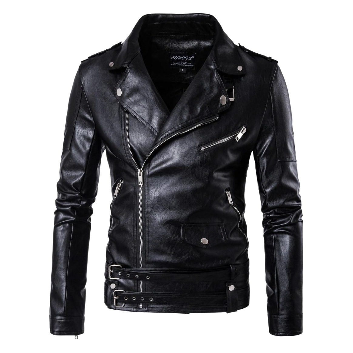 Tamaño europeo moda punk hombres chaqueta de cuero Cali cuero motocicleta chaqueta de cuero delgada Harley chaqueta de cuero D101