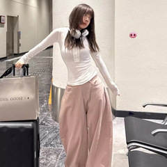 美式水洗解构阔腿弯刀裤女2025春夏季宽松休闲时尚百搭坠感长裤子