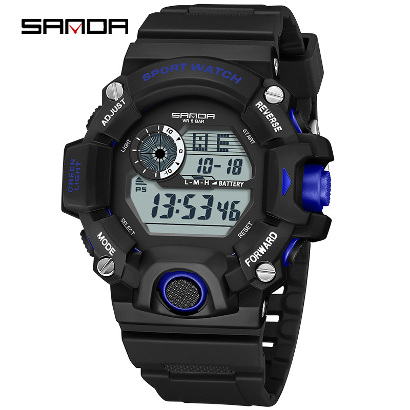 Sanda reloj electrónico de moda monoplaza multifunción reloj de estudiantes de secundaria impermeable reloj despertador reloj de deporte de luz nocturna