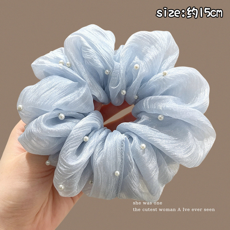 2# blue pearl mesh hair tie about 15cm