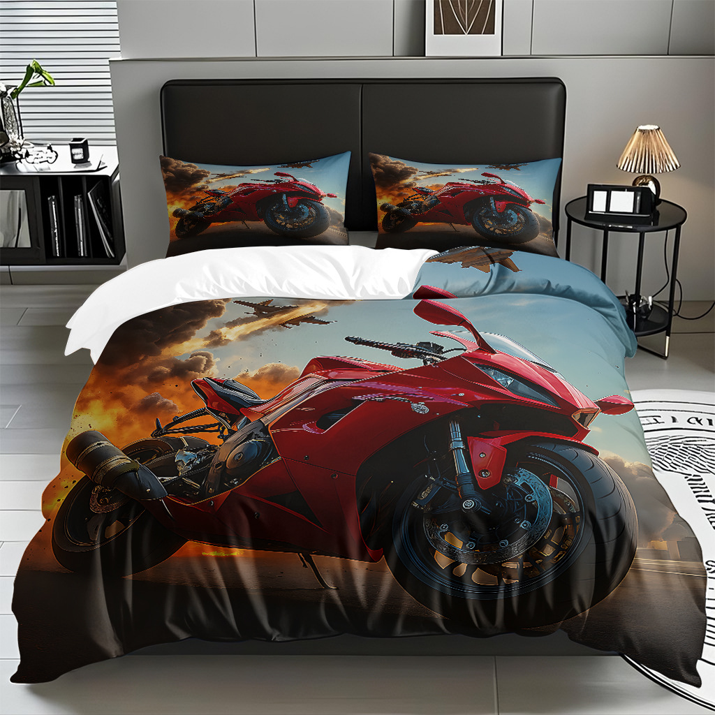 TEMU / JIT hogar transfronterizo motocicleta cool transpirable impresión digital colcha colcha