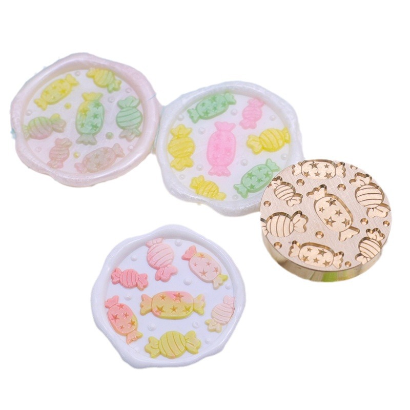 Color europeo fuego pintura sello cabeza de cobre cabeza colorido mundo sello cabeza caramelo serie DIY hecho a mano sobre cera sello