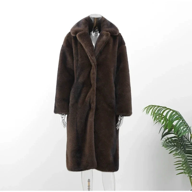 Velvet coat, autumn long-sleeve, European style, V-neckline, loose fit