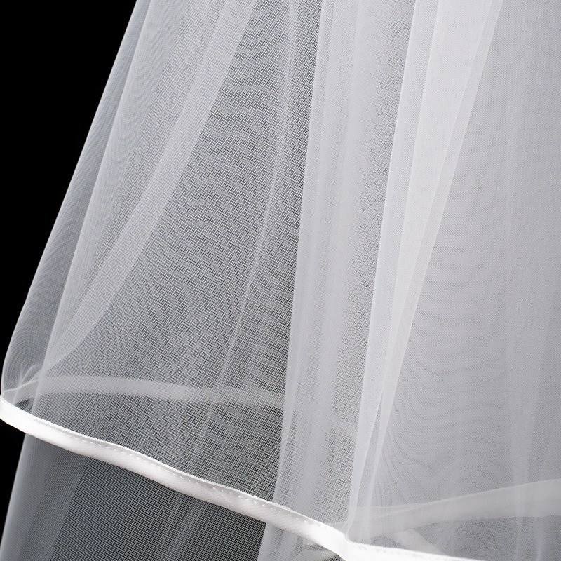 Bridal Wedding Veil with Pearl Accents, Medium Length, Studio Photography Ready — detail image 7