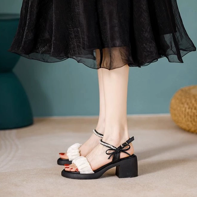 Summer universal sandals high heels, footwear, ankle bracelet, shoes, 2024 years, simple and elegant design