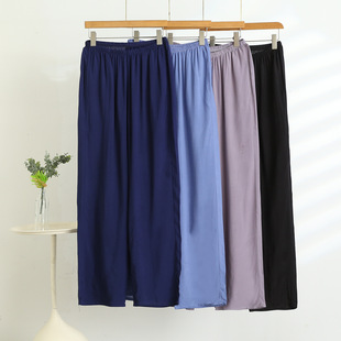 Men's Straight Casual Pants, Summer Thin Cotton Silk Home Air-Conditioned Pants That Can Be Worn Outside, Large Size Cool Artificial Cotton Pajamas