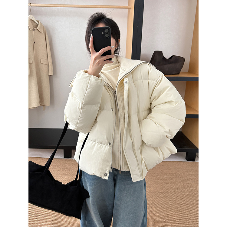 Tg Atmospheric Warm Large Lapel Woolen Vest with down Jacket for Women 2025 Winter Two-Piece Set 26054