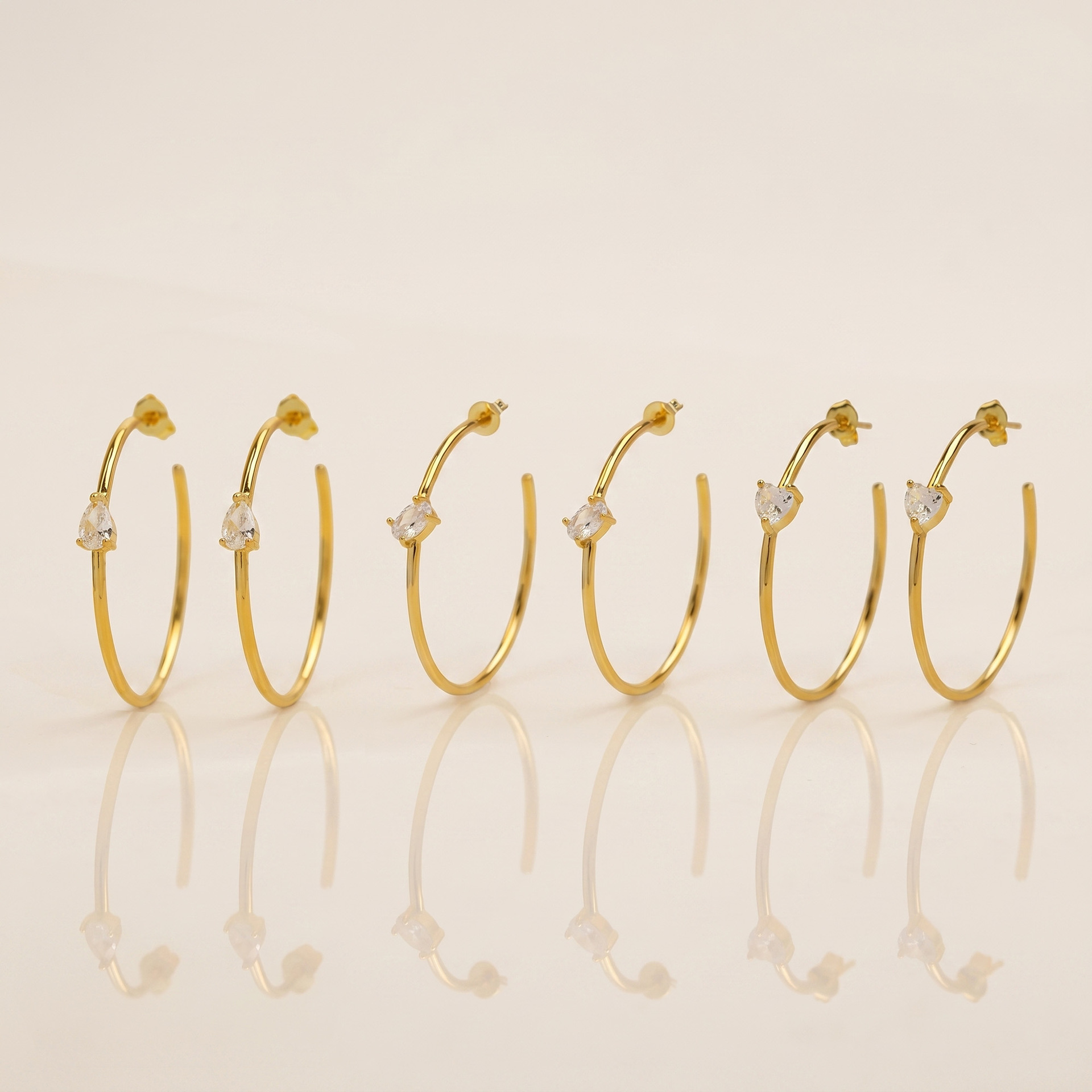 Cross-border bestseller: 18k plated copper heart-shaped, egg-shaped, pear-shaped, teardrop exaggerated high-end large hoop fashion earrings