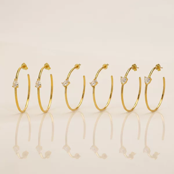 Cross-border bestseller: 18k plated copper heart-shaped, egg-shaped, pear-shaped, teardrop exaggerated high-end large hoop fashion earrings
