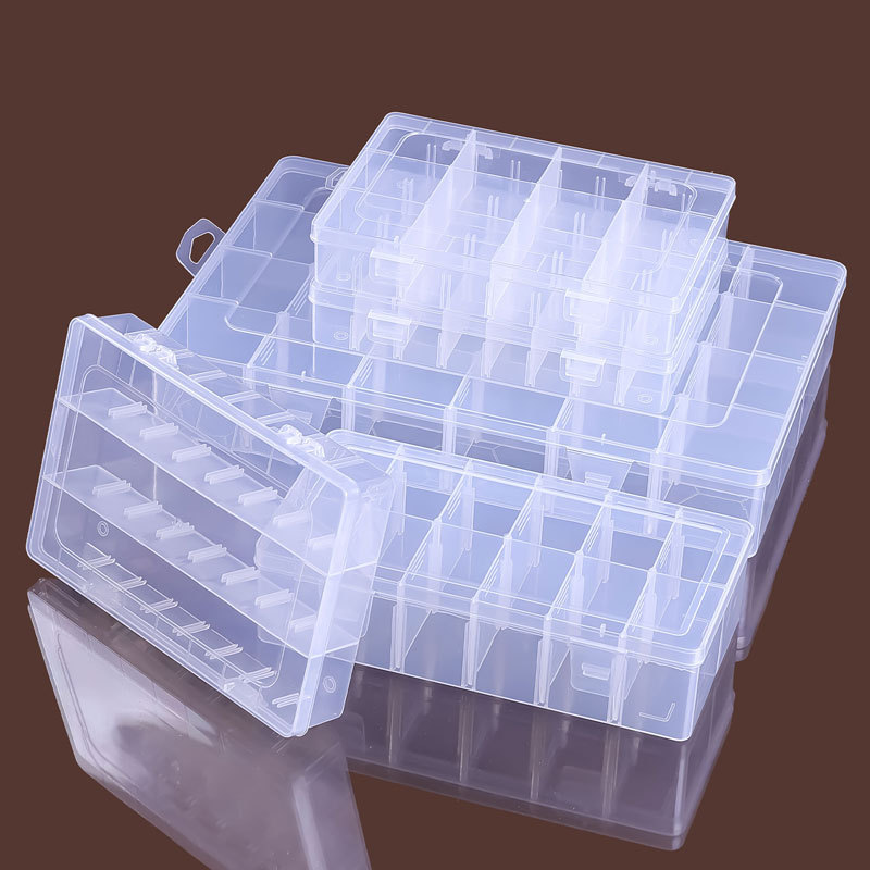 Transparent Pp Parts Box, Plastic Box, Detachable 12-Compartment 24-Compartment Sorting and Organizing Packaging Box, Component Box, Jewelry Storage Box