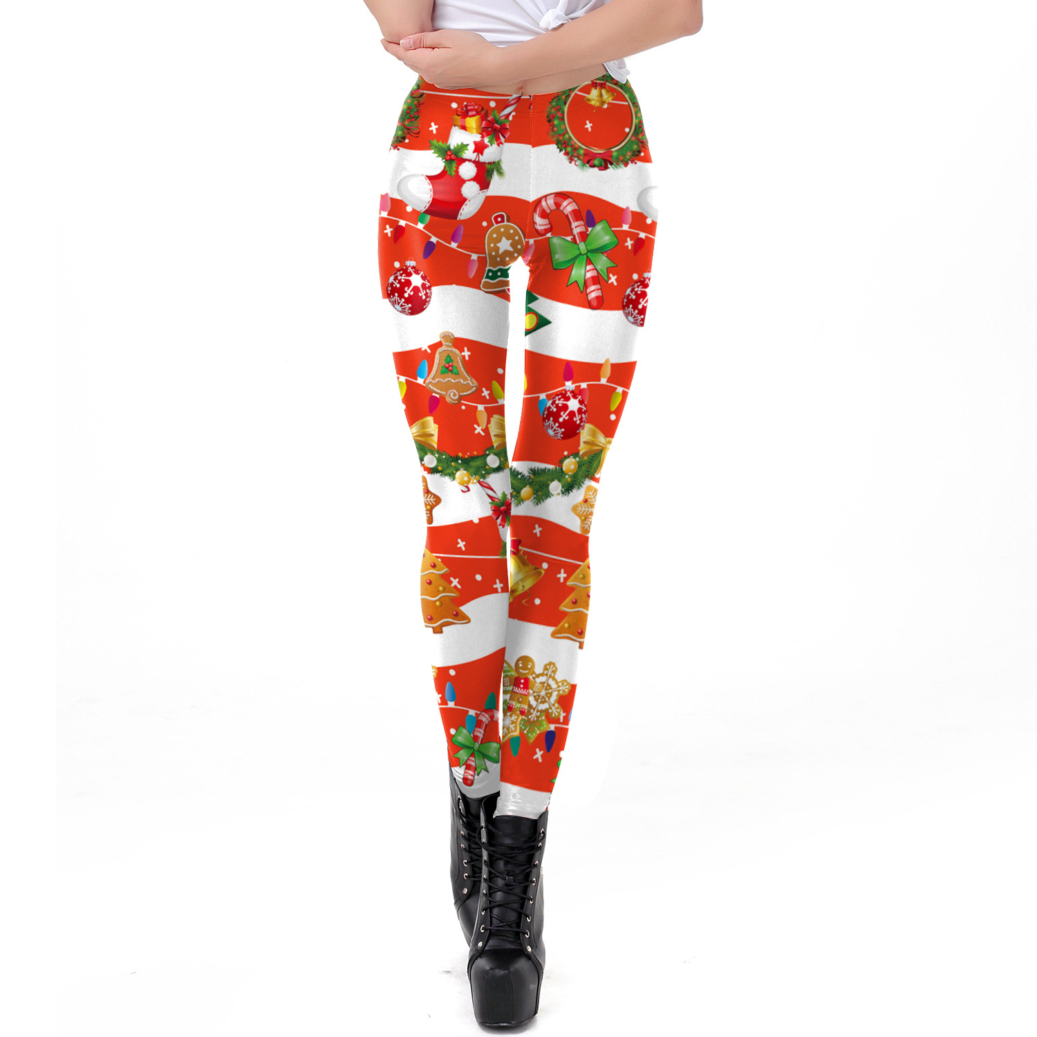 Women Christmas Digital Print Tight Leggings