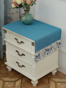 New Chinese Style Bedside Table Dust Cover Cloth Towel Cushion Fabric Simple Modern Universal Bedroom Cabinet Tablecloth Cushion Cloth