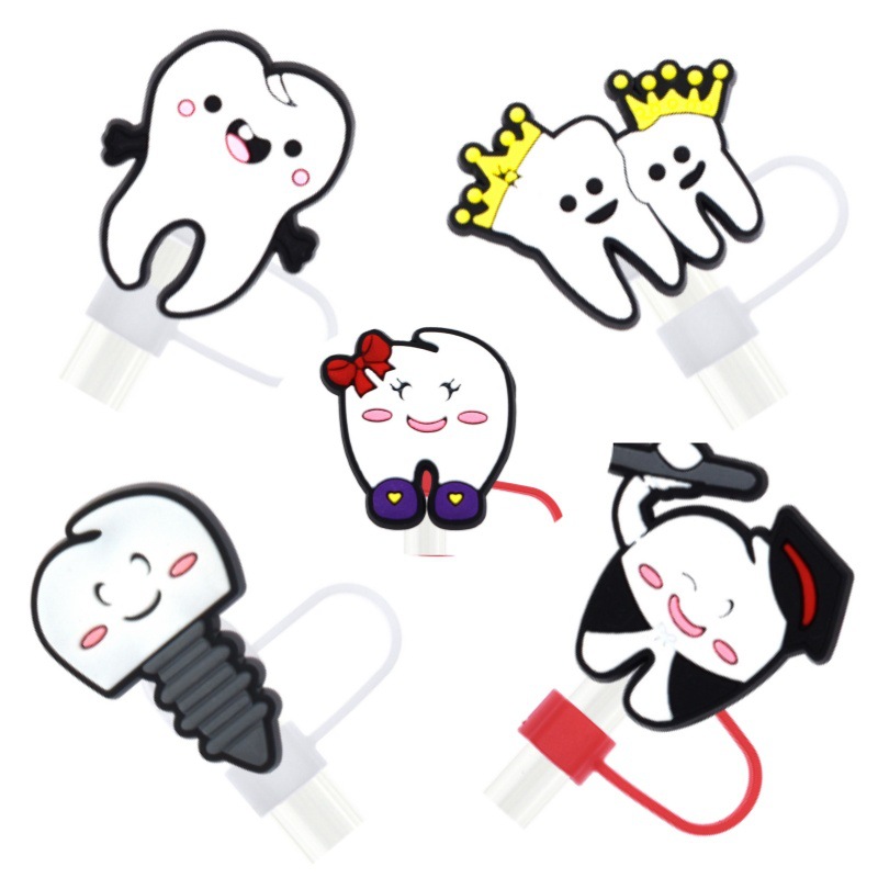 Amazon Teeth Series Reusable Creative DIY Straw Decorative Accessory Dust Plug