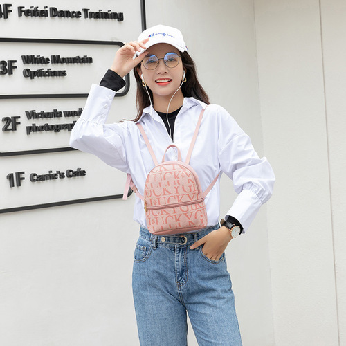 Women's New Fashion Alphabet Print Double Shoulder Bag Casual Multi-use Single Shoulder Bag