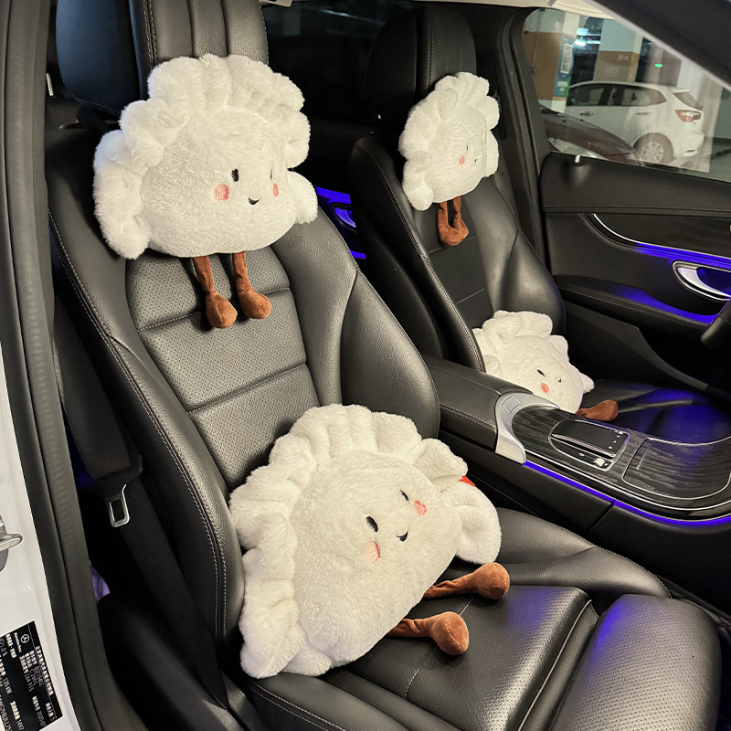Car Plush Cute Tissue Box for Car Seat Back, Cartoon Dumpling Tissue Holder for Car Armrest