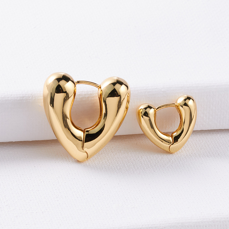 1 Pair Quantity 1 Pair Fashion Heart Shape Plating Copper 18k Gold Plated Earrings