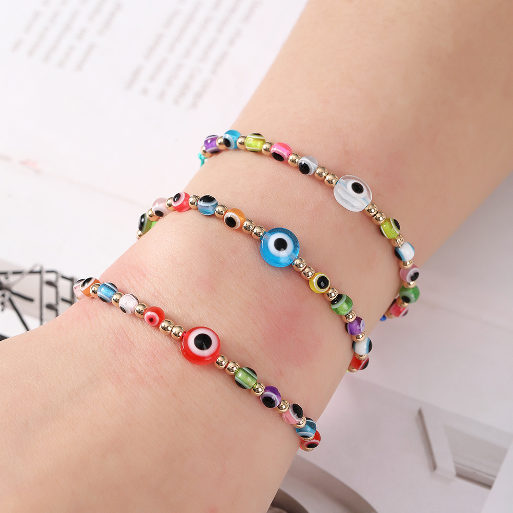 Bracelets Classification Fashion Geometric Devil's Eye Resin Rope Women's Bracelets 1 Set
